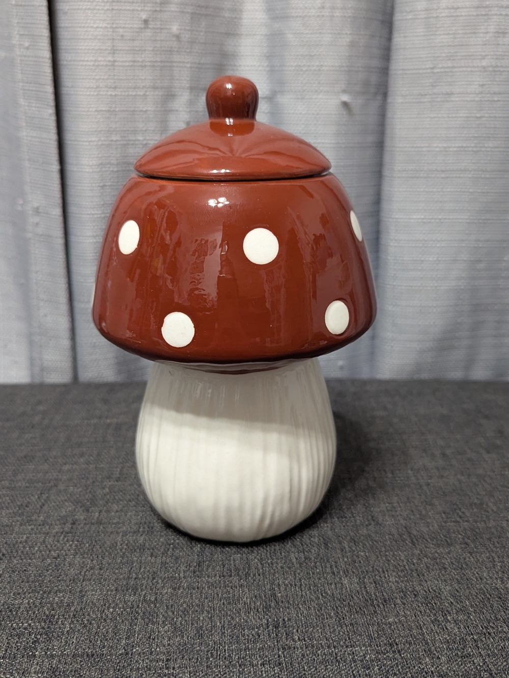 Polka Dot Mushroom Ceramic Canister - White & Brown